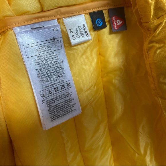 New! Adidas Originals Terrex Techrock Down Hooded Jacket Mens M 2XL Yellow Black - Picture 8 of 8